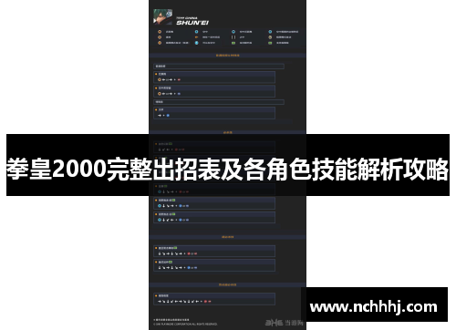 拳皇2000完整出招表及各角色技能解析攻略